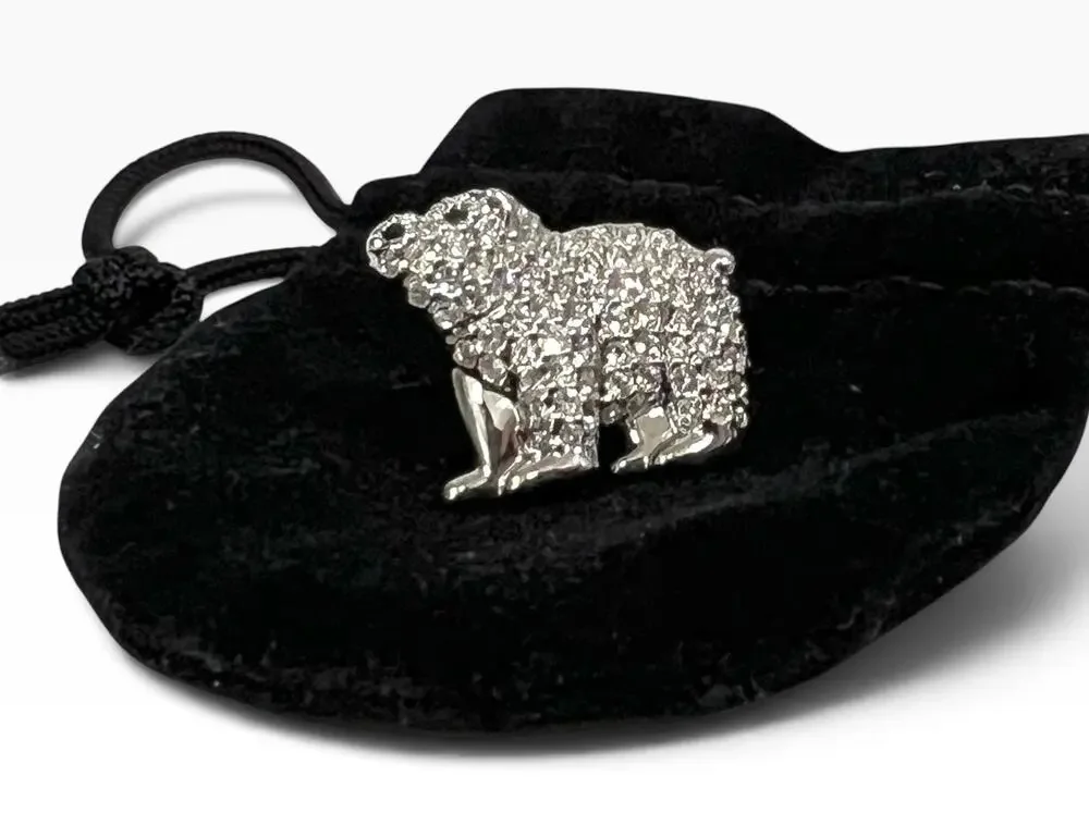 Swarovski Crystal Polar Bear Pin TieTack Silver Tone 3/4